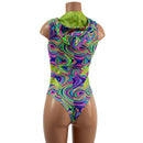 Laceup Romper with Plunging V neckline, Hood, and Hip Arcs - Coquetry Clothing