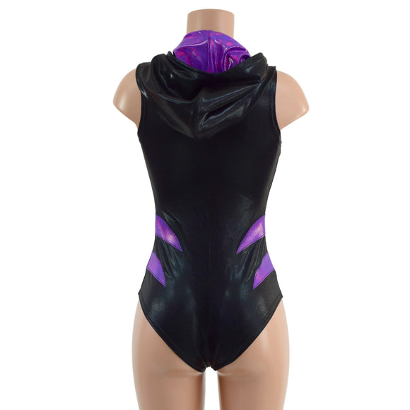 Laceup Romper with Plunging V neckline, Hood, and Hip Arcs - Coquetry Clothing