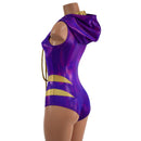 Laceup Romper with Plunging V neckline, Hood, and Hip Arcs - Coquetry Clothing