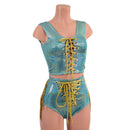 Laceup Siren Shorts and Crop Tank Set with Hip Fringe - Coquetry Clothing