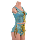 Laceup Siren Shorts and Crop Tank Set with Hip Fringe - Coquetry Clothing