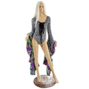 Laceup Sorceress Romper in Distortion Velvet and Neon Glow Worm - Coquetry Clothing