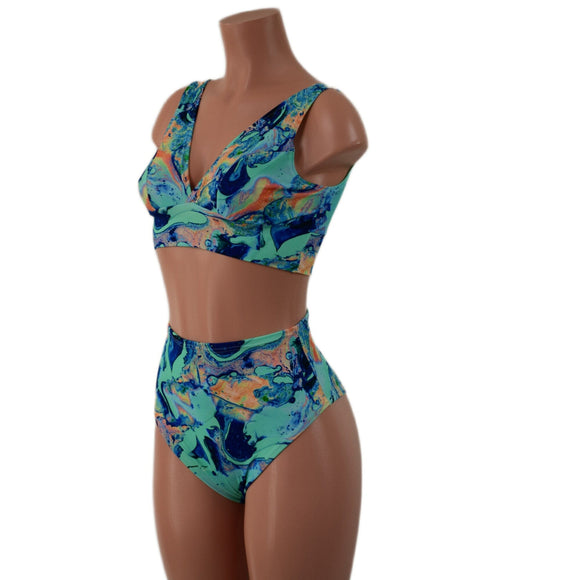 Lapis Lagoon Starlette Bralette and Siren Shorts Set - Coquetry Clothing