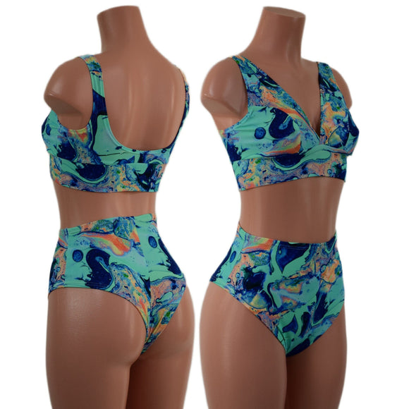Lapis Lagoon Starlette Bralette and Siren Shorts Set - Coquetry Clothing