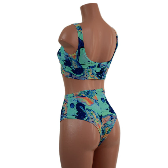 Lapis Lagoon Starlette Bralette and Siren Shorts Set - Coquetry Clothing