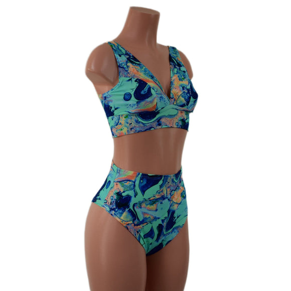 Lapis Lagoon Starlette Bralette and Siren Shorts Set - Coquetry Clothing