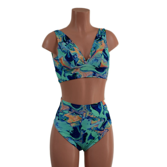 Lapis Lagoon Starlette Bralette and Siren Shorts Set - Coquetry Clothing