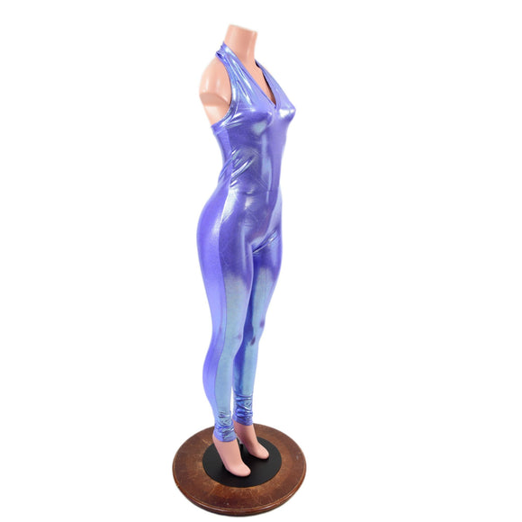 Lavender Ice Backless V Neck Catsuit - Coquetry Clothing