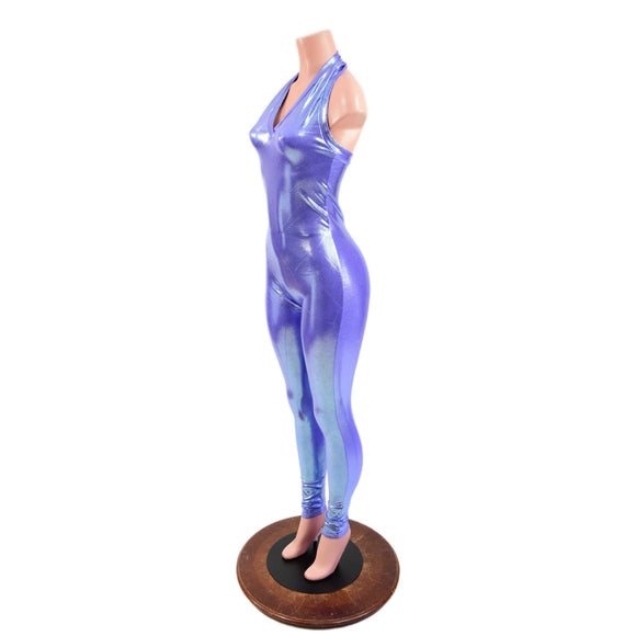 Lavender Ice Backless V Neck Catsuit - Coquetry Clothing