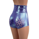 Lavender Ice Starlette Bralette and High Waist Shorts Set with Baby Pink Flowers - Coquetry Clothing