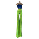 Leggings Style Stilt Pants in Neon Lime Holographic - Coquetry Clothing