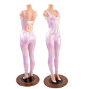 Lilac Tank Style Catsuit with Strappy Back and Laceup Front - Coquetry Clothing