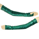 Long Fingerless Glove Arm Warmers in Green Kaleidoscope - Coquetry Clothing
