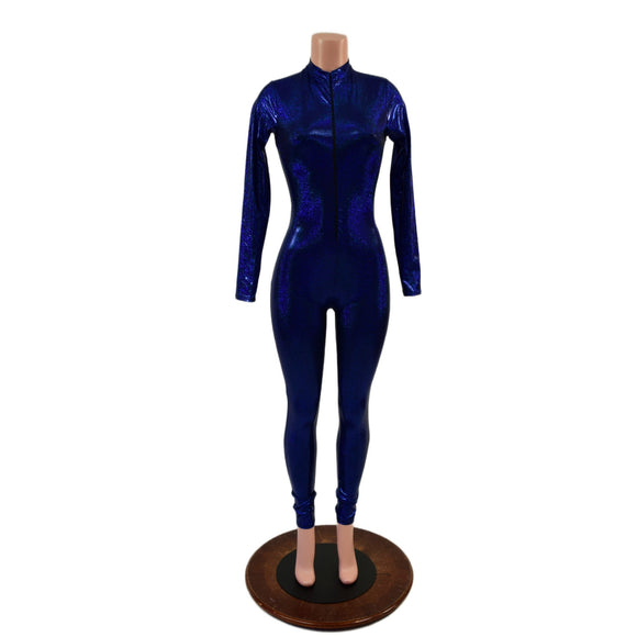 Long Sleeve Blue Sparkly Jewel Catsuit - Coquetry Clothing