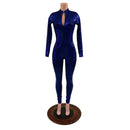 Long Sleeve Blue Sparkly Jewel Catsuit - Coquetry Clothing