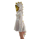 Long Sleeve Dragon Tail Hooded Skater Dress - Coquetry Clothing