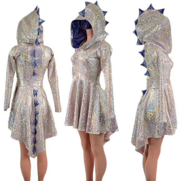 Long Sleeve Dragon Tail Hooded Skater Dress - Coquetry Clothing