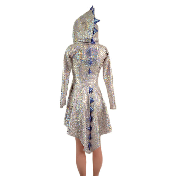 Long Sleeve Dragon Tail Hooded Skater Dress - Coquetry Clothing