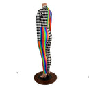 Long Sleeve Harlequin Quad Color Blocked Catsuit with Stella Neckline - Coquetry Clothing
