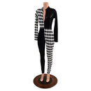 Long Sleeve Harlequin Quad Color Blocked Catsuit with Stella Neckline - Coquetry Clothing