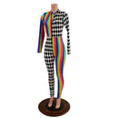 Long Sleeve Harlequin Quad Color Blocked Catsuit with Stella Neckline - Coquetry Clothing