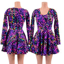 Long Sleeve Skater Dress in Rainbow Leopard - 5