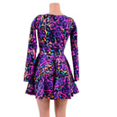 Long Sleeve Skater Dress in Rainbow Leopard - Coquetry Clothing