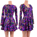 Long Sleeve Skater Dress in Rainbow Leopard - 1