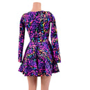 Long Sleeve Skater Dress in Rainbow Leopard - Coquetry Clothing