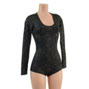 Long Sleeve Star Noir Romper with Scoop Neck and Boy Cut Leg - Coquetry Clothing