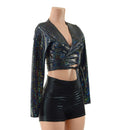 Long Sleeve Wrap and Tie Top in Black Kaleidoscope (Top Only) - Coquetry Clothing