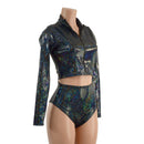 Long Sleeve Zipper Crop Top and Brazilian Shorts Set - Coquetry Clothing