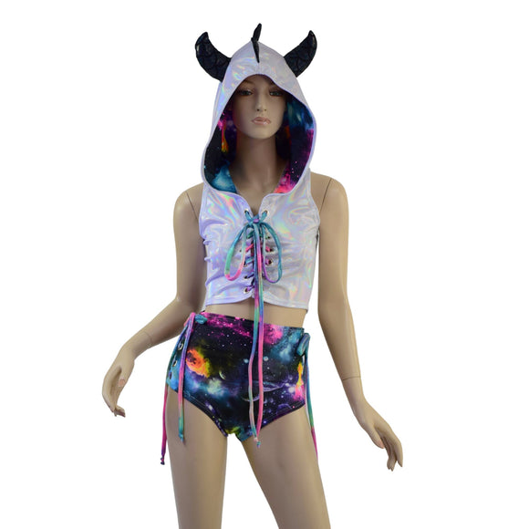 Lost Lands 2PC Dragon Horned Lace Up Set - Coquetry Clothing