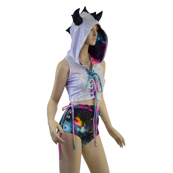 Lost Lands 2PC Dragon Horned Lace Up Set - Coquetry Clothing
