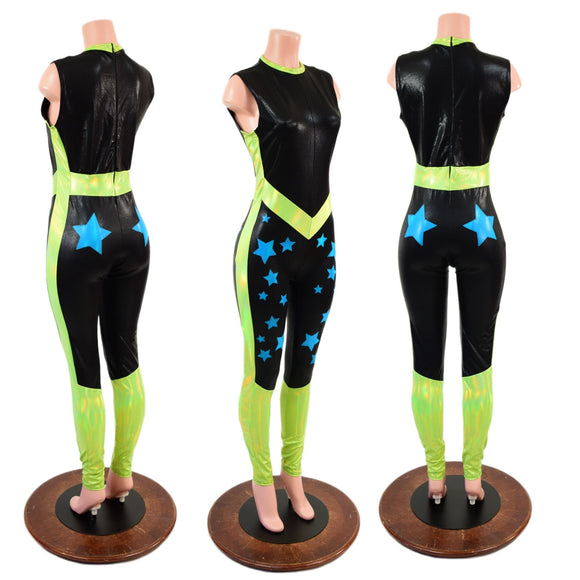 Lotsa Stars Zipper Front Color Blocked Catsuit - Coquetry Clothing