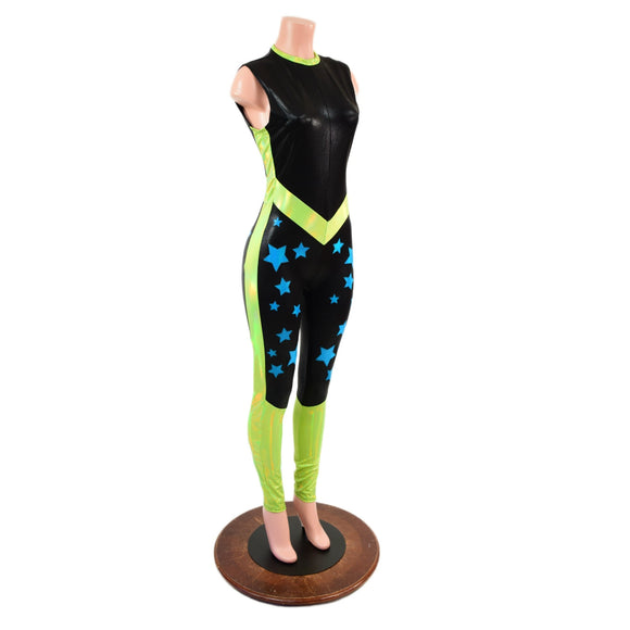 Lotsa Stars Zipper Front Color Blocked Catsuit - Coquetry Clothing
