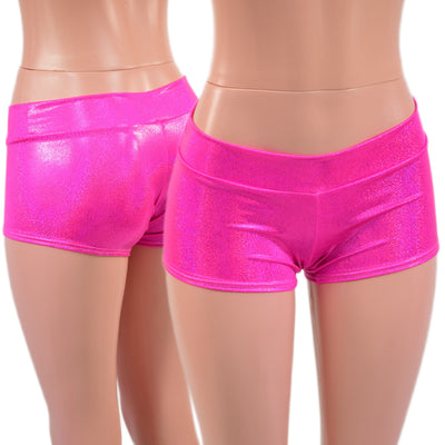 Lowrise Shorts in Neon Pink Sparkly Jewel - Coquetry Clothing