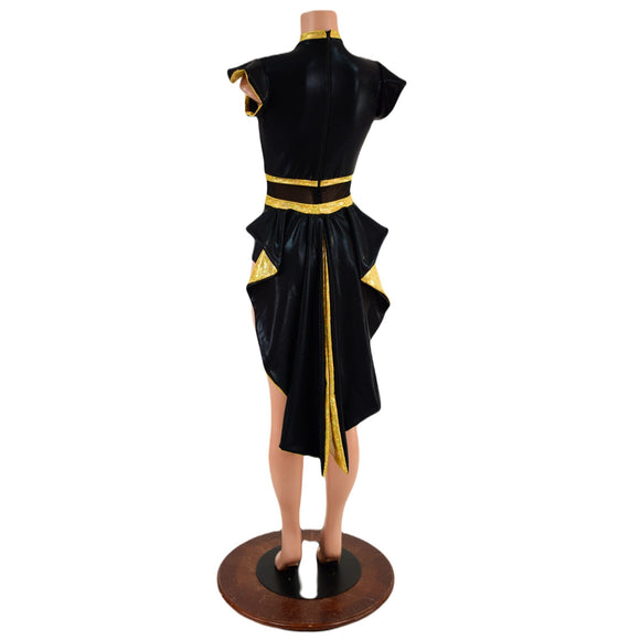 Black & Gold Tuxedo Back Romper - Coquetry Clothing