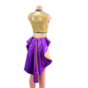 Mardi Gras 2PC Keyhole Top and Tux Back Siren Shorts Set - 2