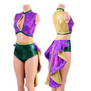 Mardi Gras 2PC Keyhole Top and Tux Back Siren Shorts Set - Coquetry Clothing