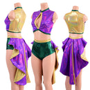 Mardi Gras 2PC Keyhole Top and Tux Back Siren Shorts Set - Coquetry Clothing