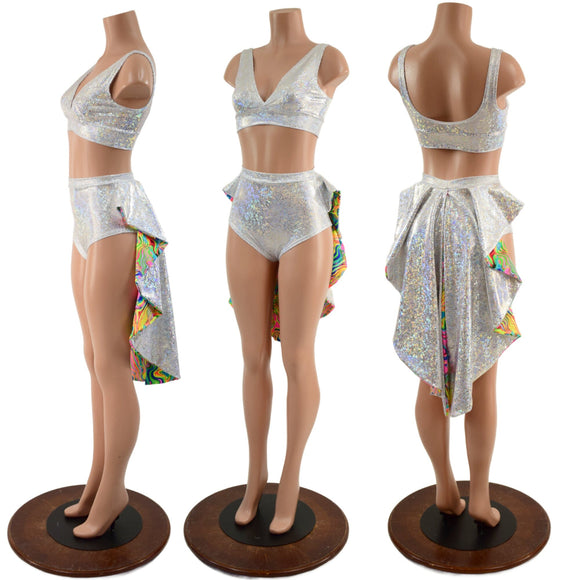 Medium Ready to Ship 2PC Starlette Bralette Top and Tuxedo Siren Shorts Set - Coquetry Clothing