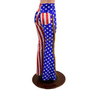 Medium Ready to Ship Stars and Stripes Color Split Solar Flares with Back Pockets and Gold Fringe - Coquetry Clothing
