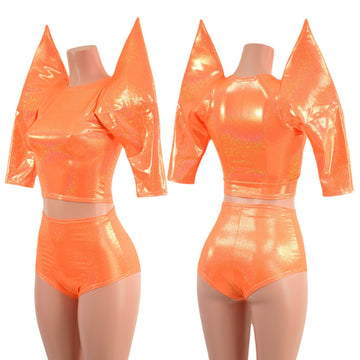 Mega Sharp Shoulder Top and Siren Shorts Set - Coquetry Clothing