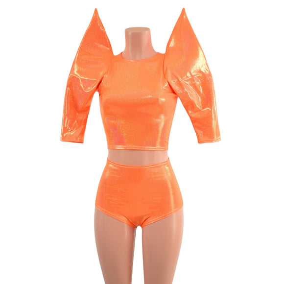 Mega Sharp Shoulder Top and Siren Shorts Set - Coquetry Clothing