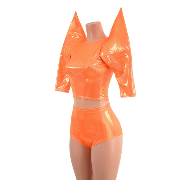 Mega Sharp Shoulder Top and Siren Shorts Set - Coquetry Clothing