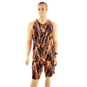 Mens Basketball Shorts and Muscle Shirt Set in Neon Orange Lightning - 13
