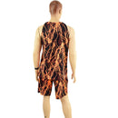 Mens Basketball Shorts and Muscle Shirt Set in Neon Orange Lightning - Coquetry Clothing