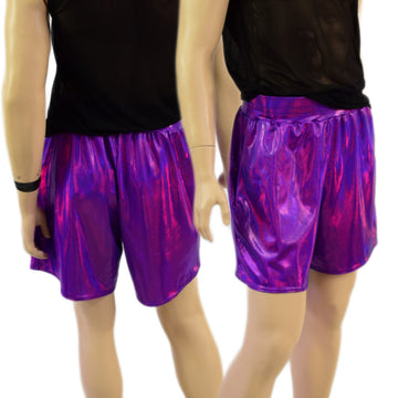 Mens Basketball Shorts with Pockets in Grape Holographic - Coquetry Clothing