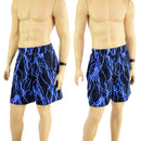 Mens Basketball Shorts with Pockets in Neon Blue Lightning - Coquetry Clothing